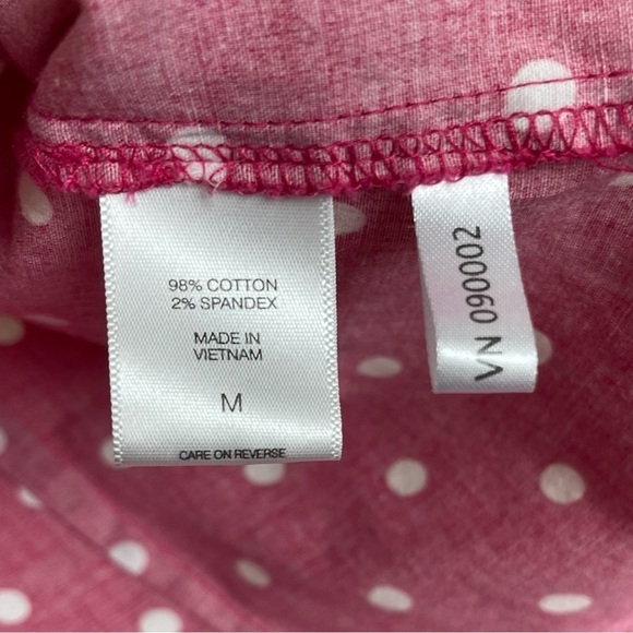 7th Avenue Retro Women's Medium Polka Dot Hot Pink Button Up 1/2 Sleeve Shirt - Picture 6 of 8